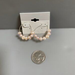 Light Pink Freshwater Pearl Hoop Earrings